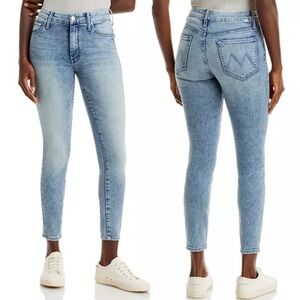 MOTHER Denim The Looker Ankle Fray Skinny Cigarette Jeans Twice Shy Light Wash